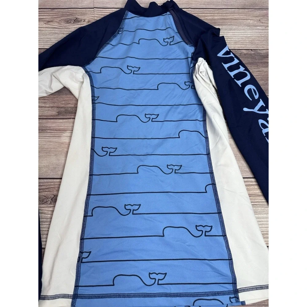 VINEYARD VINES WHALE LINE GRAPHIC RASH GUARD SHIRT WOMEN'S  BLUE‎ XS
